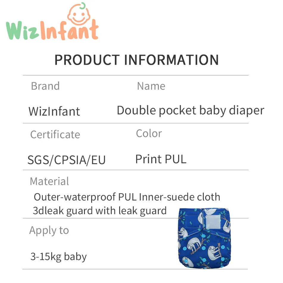 WizInfant Pañal tela bolsillo reutilizable - imagen 3