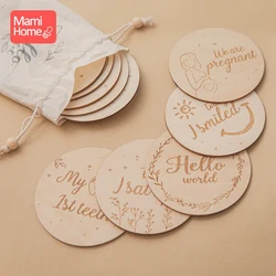 Tarjetas newborn de madera artesanales con doble cara para fotos de bebé