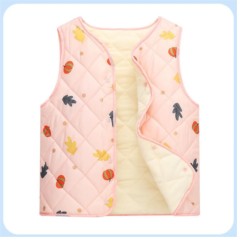 Chalecos con estampado dulce, ropa para niños, chalecos con cuello en V, abrigos de Color sólido para bebé, abrigos de otoño e invierno, ropa de abrigo ligera y cálida de calidad - imagen 4