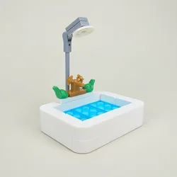 Ensamblar ciudad, bloques de construcción a pequeña escala, piezas de ladrillos, casa, baño, comedor, silla, inodoro, modelo de ladrillos, juguetes educativos DIY