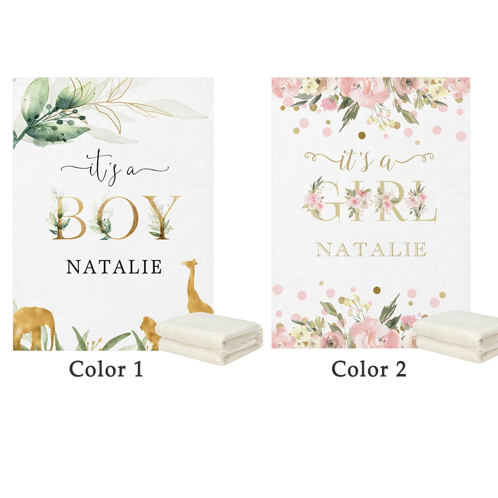 LVYZIHO-Manta de forro polar de franela con nombre personalizado para bebé, niño y niña, animales y flores, 30x40 / 48x60 / 60x80 pulgadas