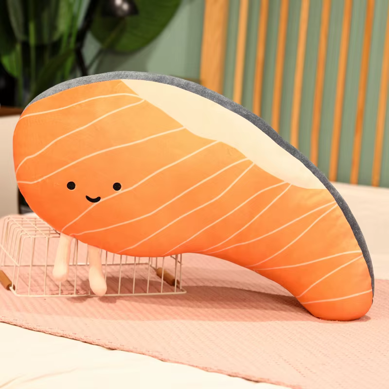 Almohada peluche salmón vista frontal
