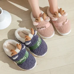 Zapatillas de casa ciervo navideñas forro polar suela gruesa