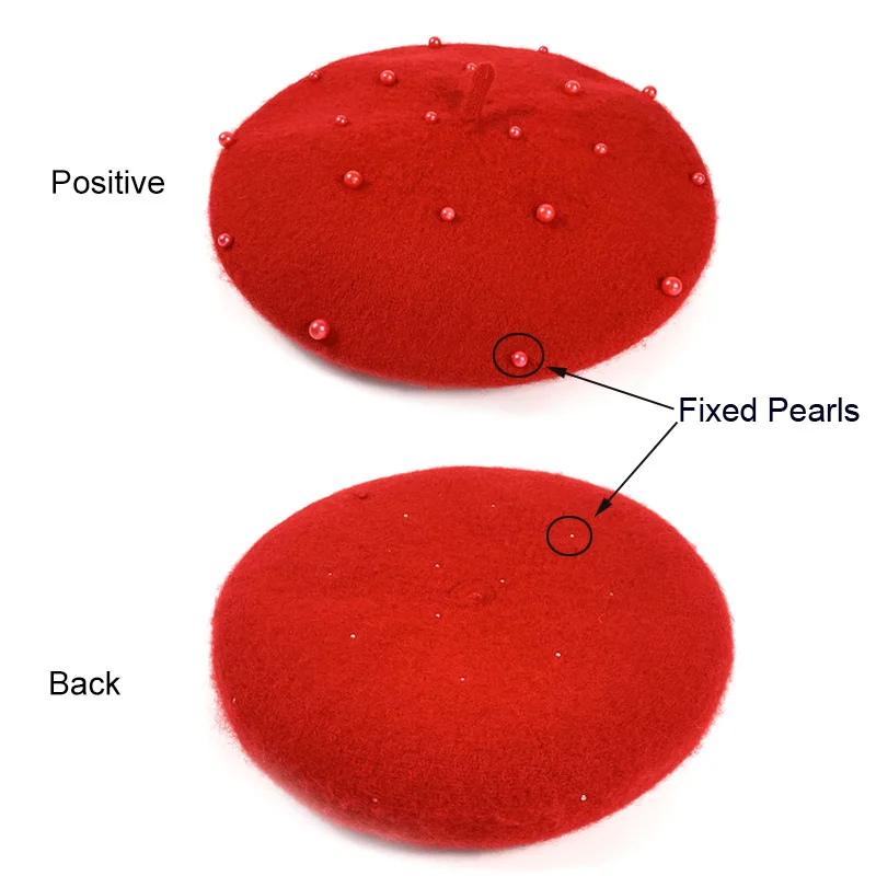 Boina de lana con perlas para bebé – Gorro retro de invierno - imagen 4