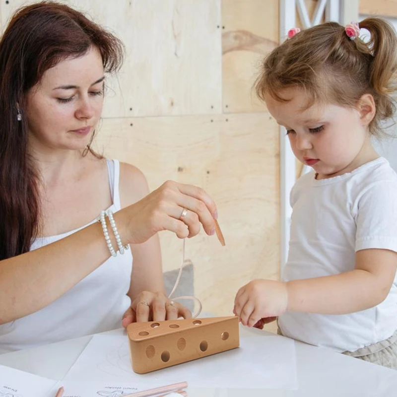 Juego de cordones en madera Montessori bebés – Aprendizaje temprano - imagen 5