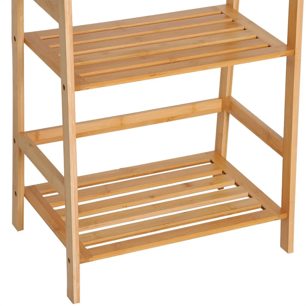 HOMCOM Estantería de Bambú 4 Niveles Estantería Escalera de Baño Librería Organizador Zapatero 48x30x119cm - imagen 5
