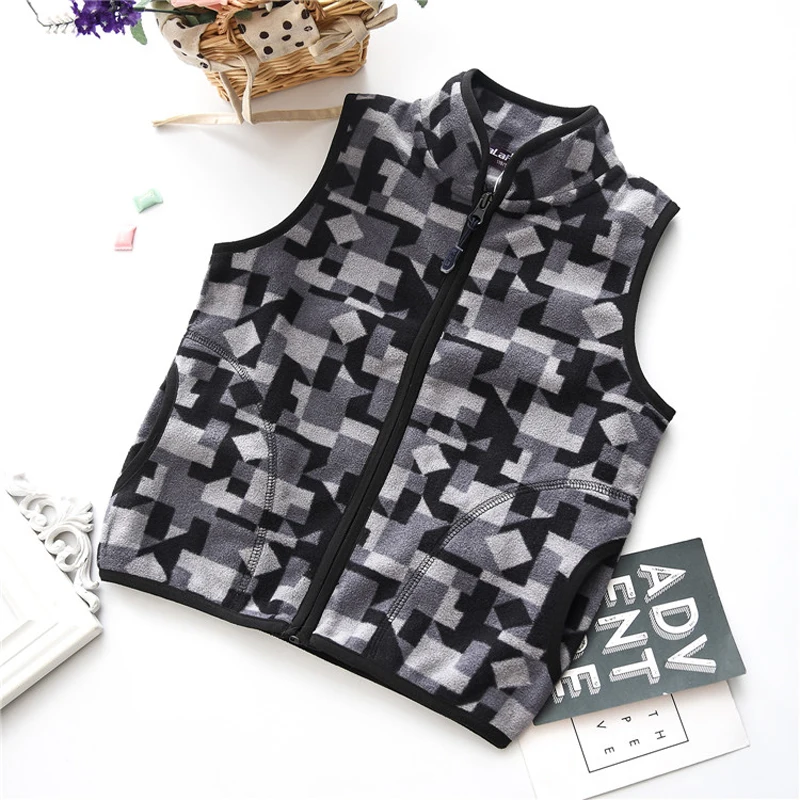 Chaleco Polar de primavera y otoño para niños, chaqueta mediana y pequeña para niños, chaleco sin mangas grueso de doble capa, chaleco cálido para niños y niñas - imagen 5