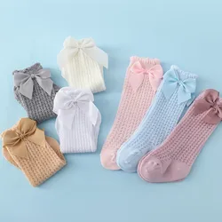 Calcetines de algodón para bebé niña con lazo
