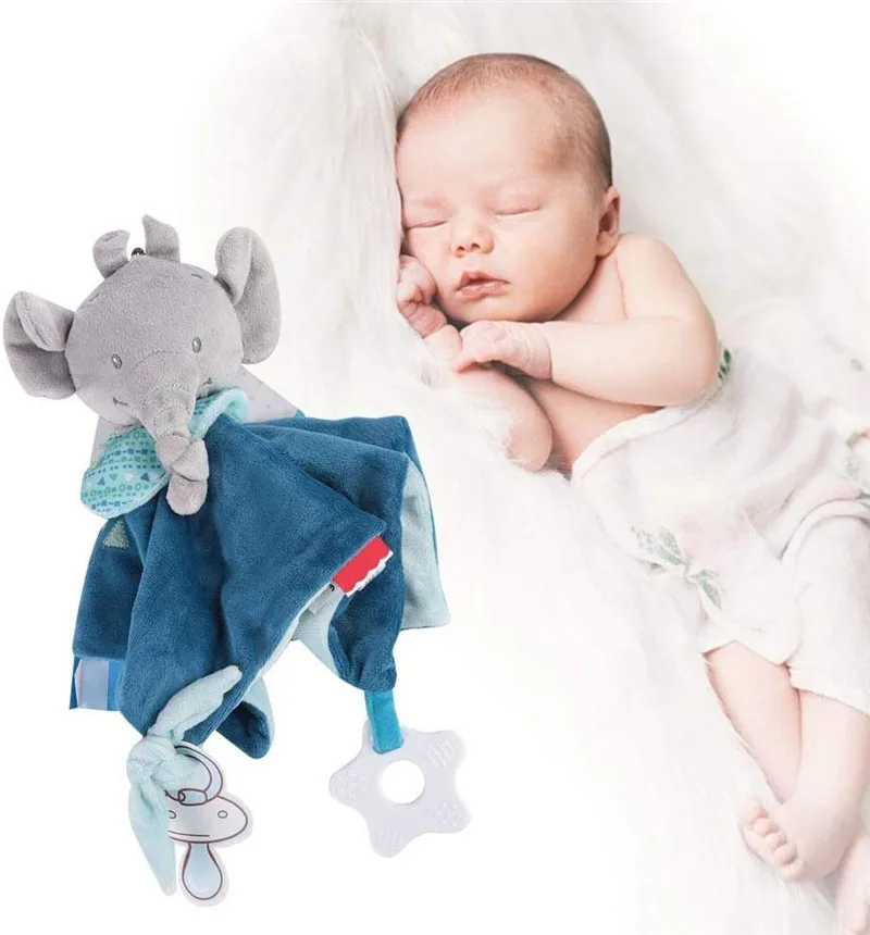 Edredón para bebé, toalla suave para apaciguar, juguetes para dormir de 0 a 12 meses, elefante infantil, juguete para bebé, conejito, juguetes de peluche para bebés - imagen 4