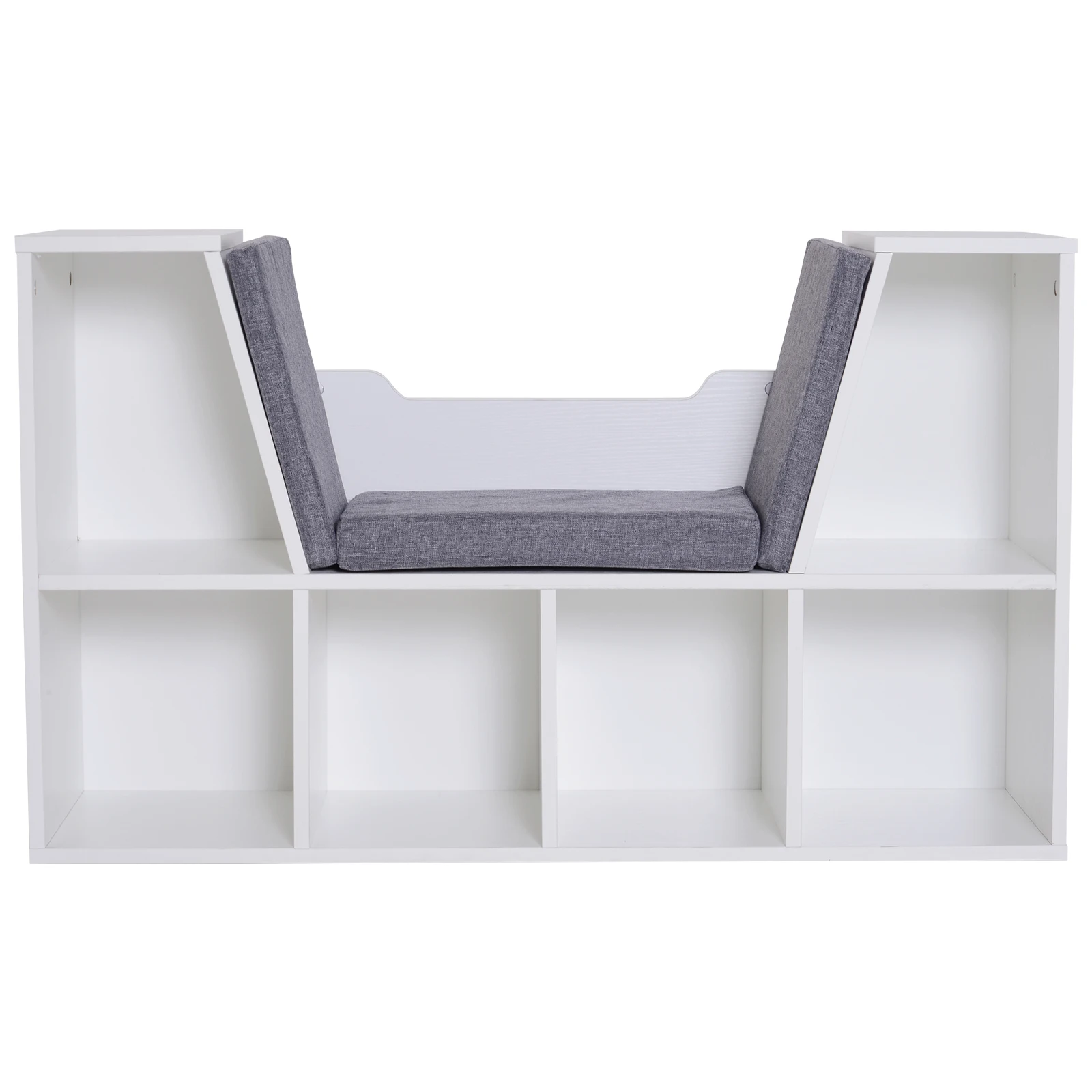 HOMCOM Estantería con Asiento 6 Cubo Librería Original Infantil Zapatero con Cojín Estante con Banco Multiusos 102x30x61cm