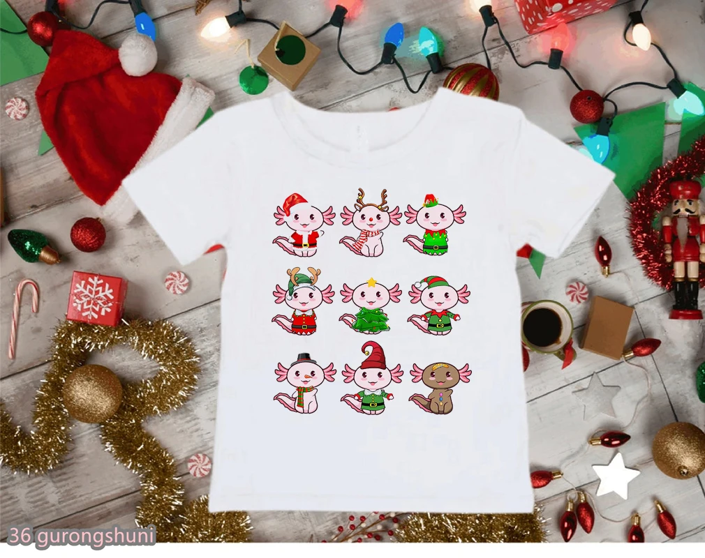 Camiseta infantil Dabbing Axolotl con estampado Kawaii veraniego