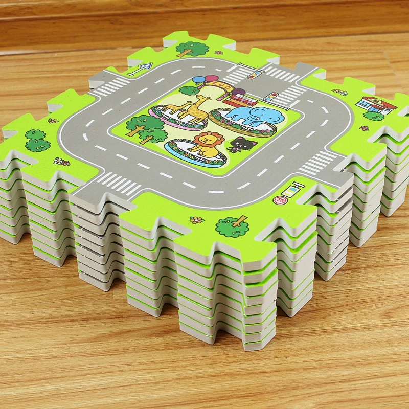 9 unids/set alfombra para niños tapete de juego ciudad vida juguetes educativos para niños sistema de tráfico por carretera alfombra de juego para bebés alfombra de rompecabezas de espuma EVA para niños - imagen 4