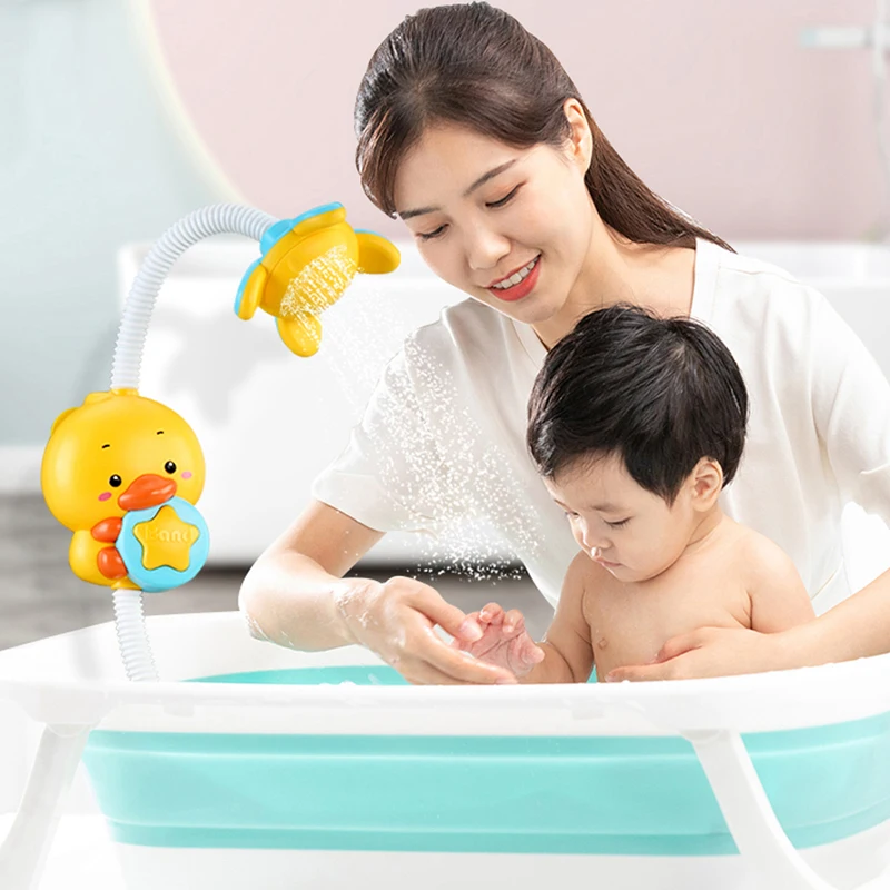 QWZ, nuevos juguetes de baño, juego de agua para bebés, modelo de pato, grifo, ducha, rociador de agua eléctrico, natación, baño, juguetes para bebés, regalos para niños - imagen 4