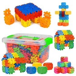 60 uds. Bloques de construcción de plástico coloridos 3D, juguetes para niños, letras educativas, números, bloques de matemáticas, juguete para niños, regalos de navidad