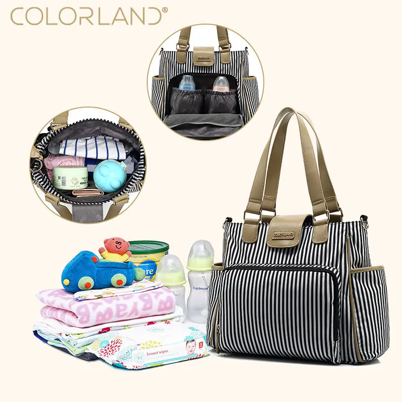 Bolsas de pañales de nailon de gran capacidad, impermeables, elegantes, para cambiar pañales, cochecito de bebé, bolsas para mamá de maternidad - imagen 5