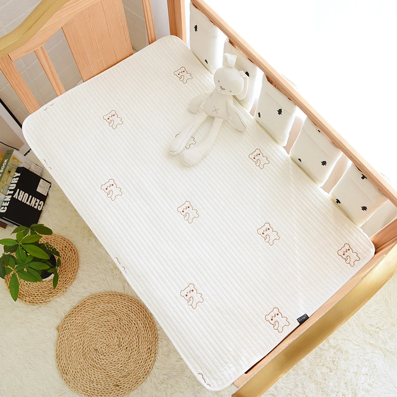 Cuna coreana para bebé, Sábana acolchada de algodón con oso, estrella, globo de limón, bordado, sábanas para niños pequeños, ropa de cama - imagen 2