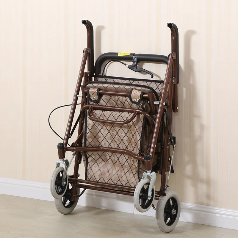 Andador carro de compras con frenos – Plegable cuatro ruedas