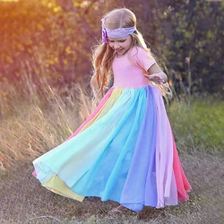 Vestido algodón manga corta niña fiesta arcoíris