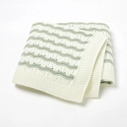 Manta de bebé tejida a rayas, funda para cochecito de niña recién nacida, pañales de urdimbre, manta súper suave a cuadros, colcha de cuna para niño y niño, vestido de 100x80CM