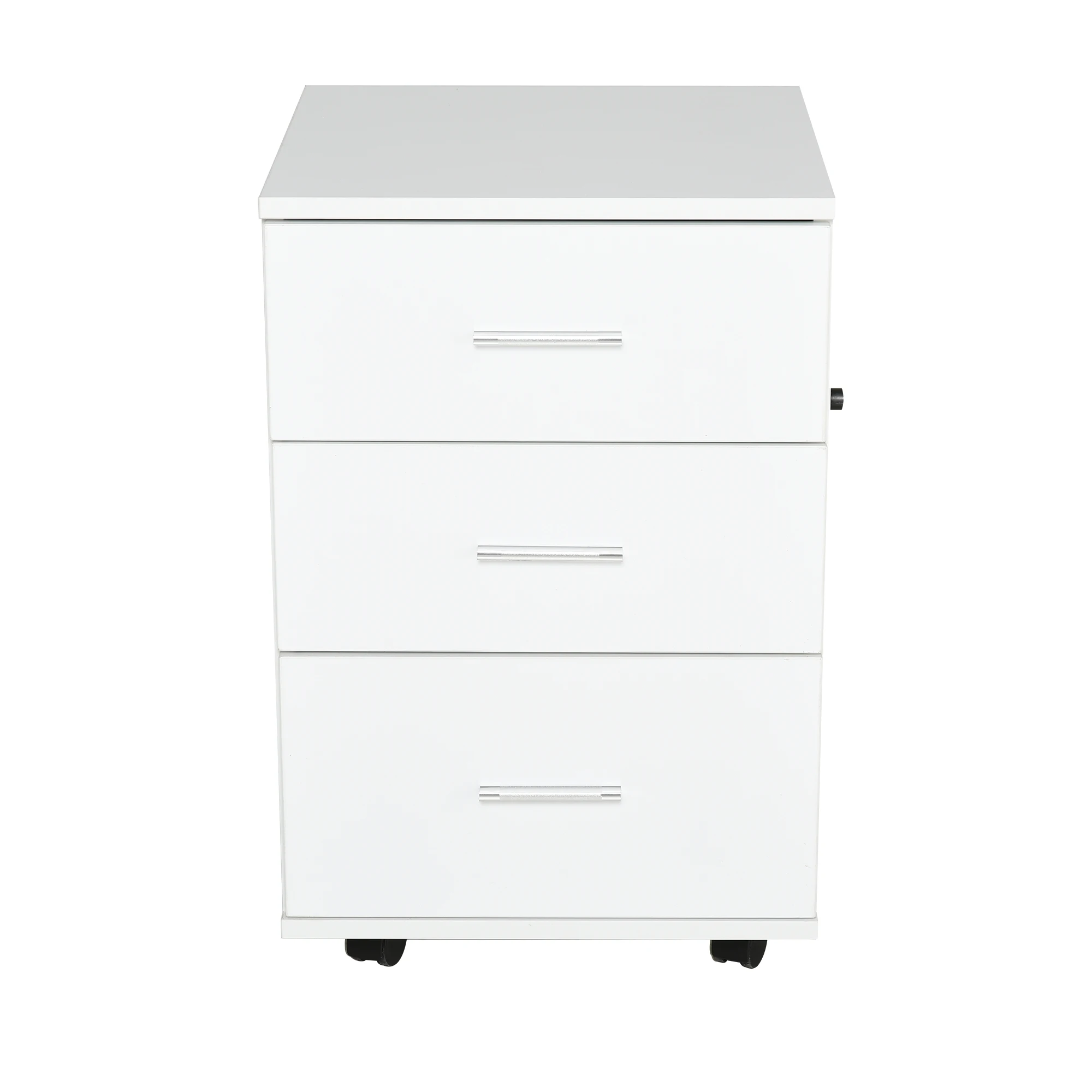 Vinsetto Cajonera Oficina con Llave y Ruedas con Freno 3 Cajones para Despacho y Hogar Cerradura 40x40x61,5 cm Blanco - imagen 3