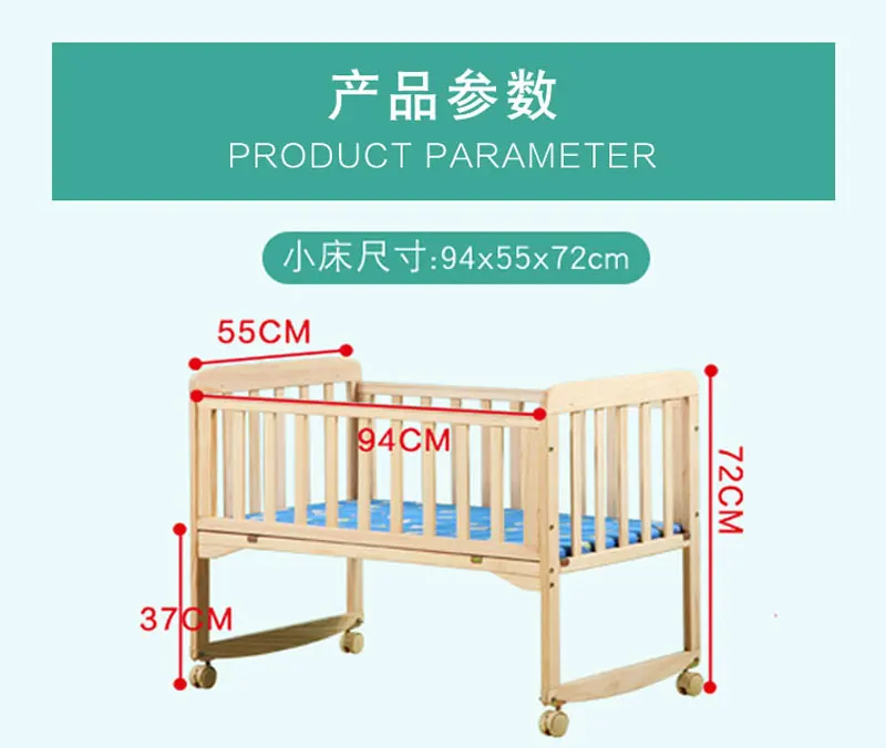 Cuna de madera con mosquitera para bebé – Acabado natural y seguro - imagen 5