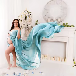 Vestido de maternidad sin tirantes para baby shower – estilo cómodo