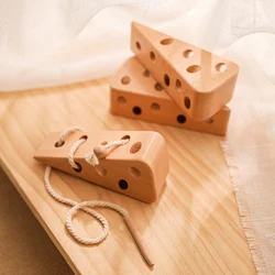Juego de cordones en madera Montessori bebés – Aprendizaje temprano
