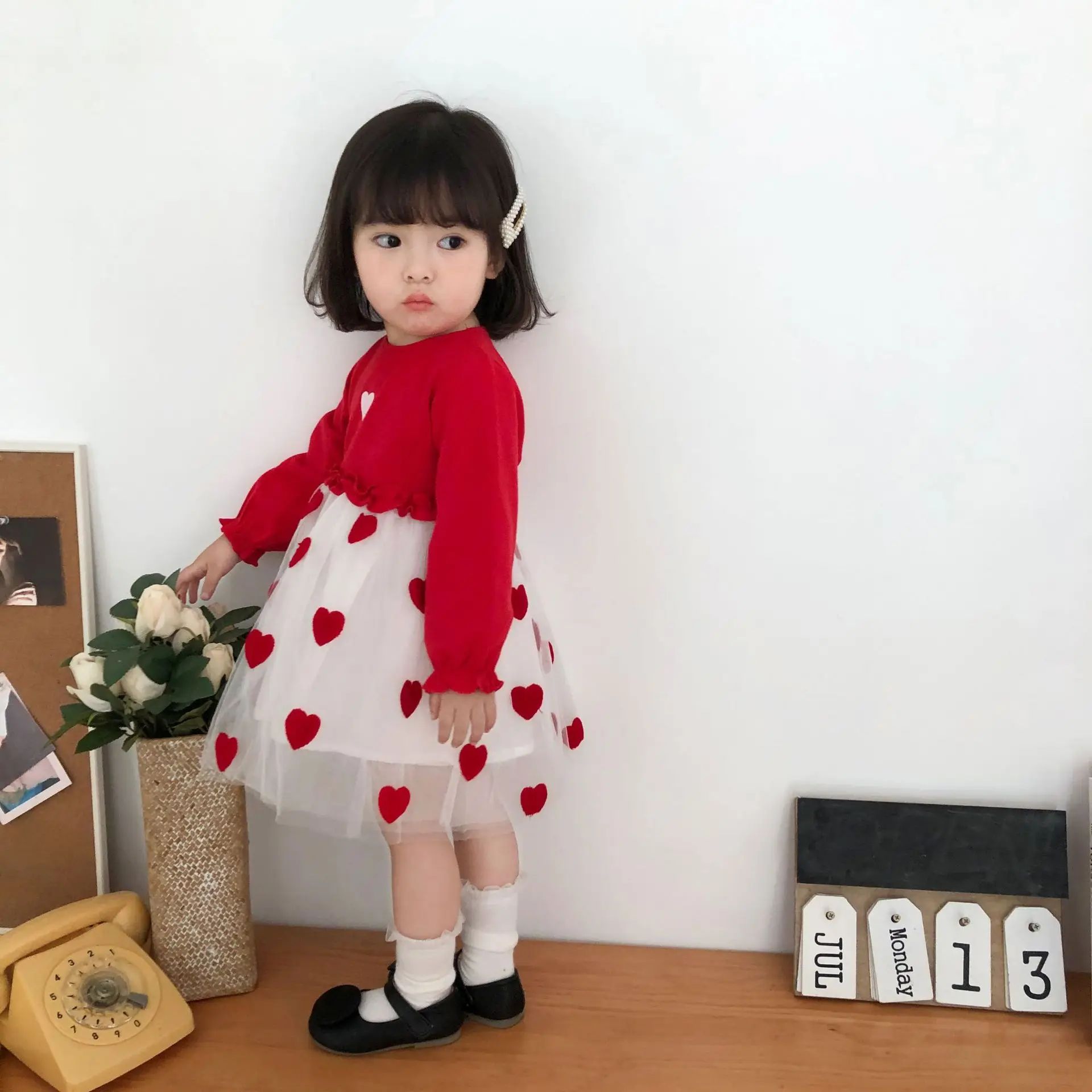 Vestido fiesta para niña con manga larga y volantes tipo tutú - imagen 4