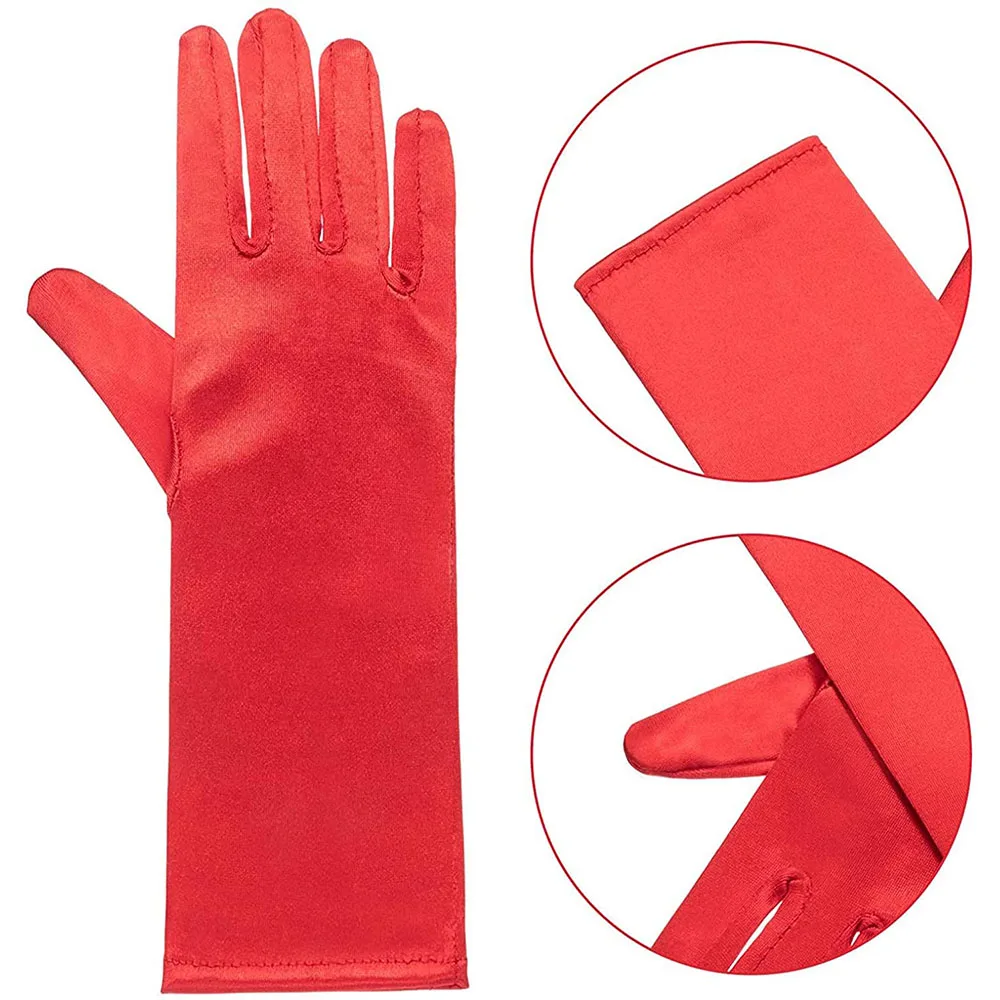 Guantes de satén para niñas de 3 a 10 años, guante de Reina de la nieve, disfraz de princesa para fiesta infantil, boda, desfile Formal, fiesta de cumpleaños - imagen 2