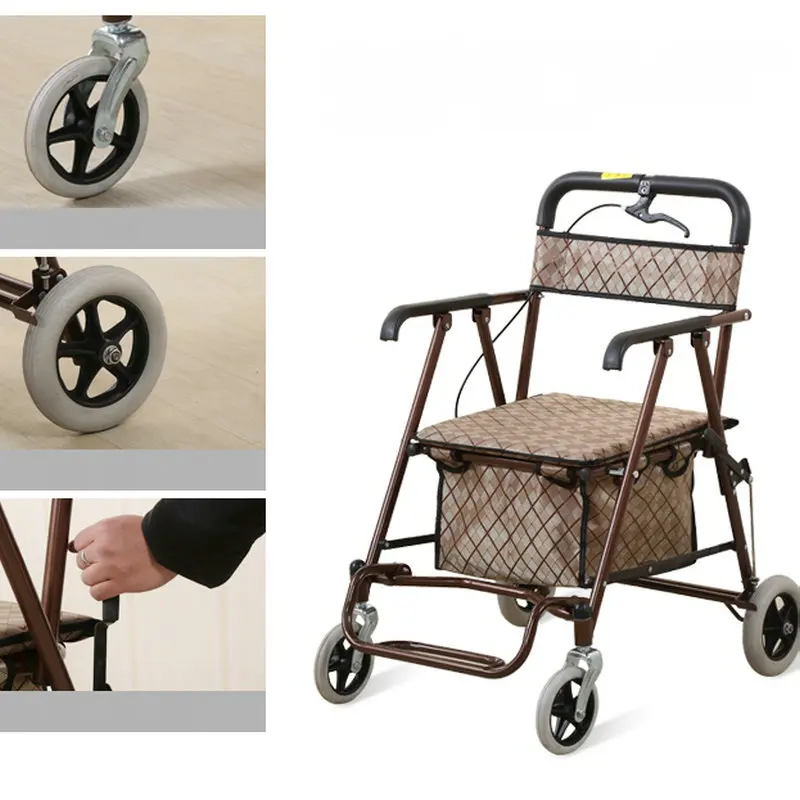 Andador carro de compras con frenos – Plegable cuatro ruedas - imagen 3