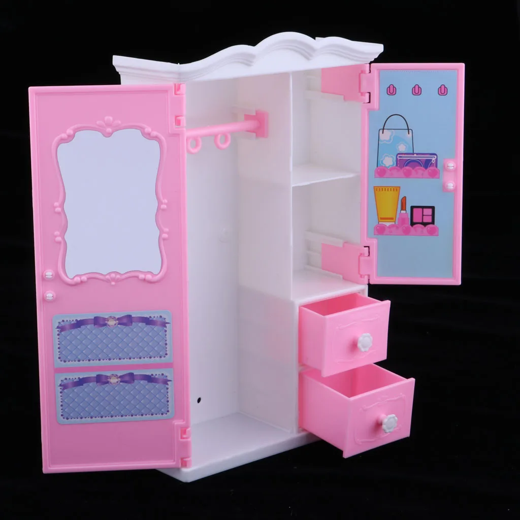 Fashion Doll Accessory Plastic Mini Wardrobe With Drawer Toy Decor For  Dolls Home Accessory Random Color