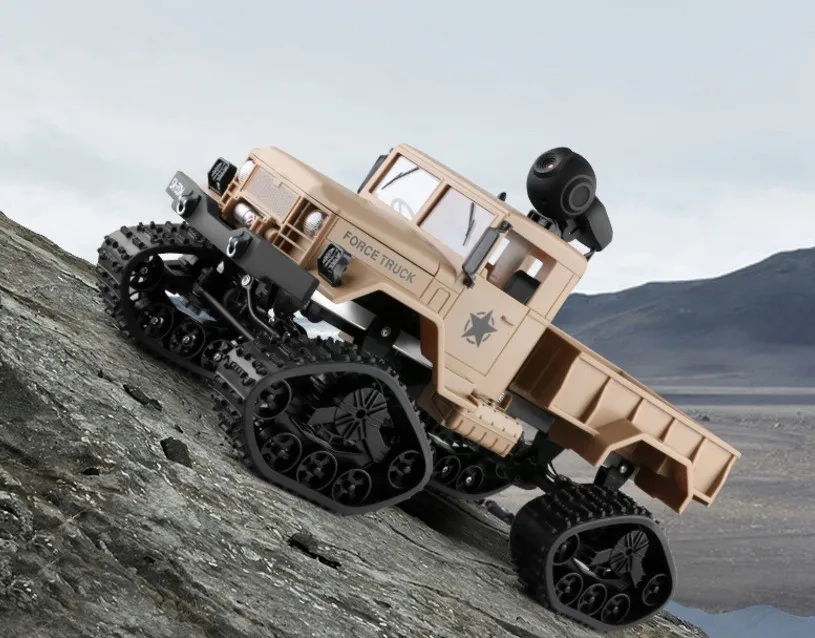 Camión de nieve con seguimiento de neumáticos reemplazable, 4x4, 2,4G, WiFi, cámara HD, transmisión en tiempo Real, camión militar de alta velocidad VS WPL B-16 - imagen 4