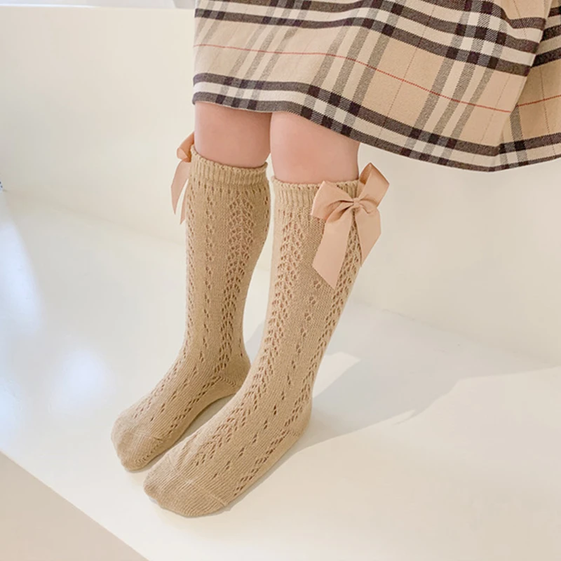 Calcetines de verano para niños y niñas de 1 a 8 años, calcetín de tubo largo con lazo hasta la rodilla, calado de princesa española - imagen 4