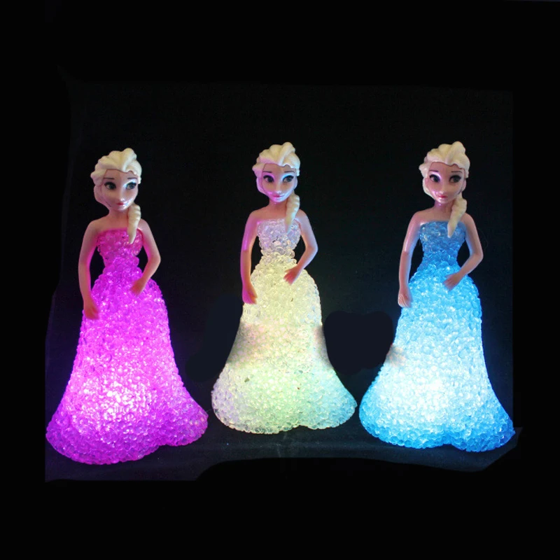 1 Uds. Juguete para niños Elsa Anna Sofía luces LED coloridas gradiente cristal luz nocturna lámpara Led batería princesa regalo de vacaciones de Navidad - imagen 2
