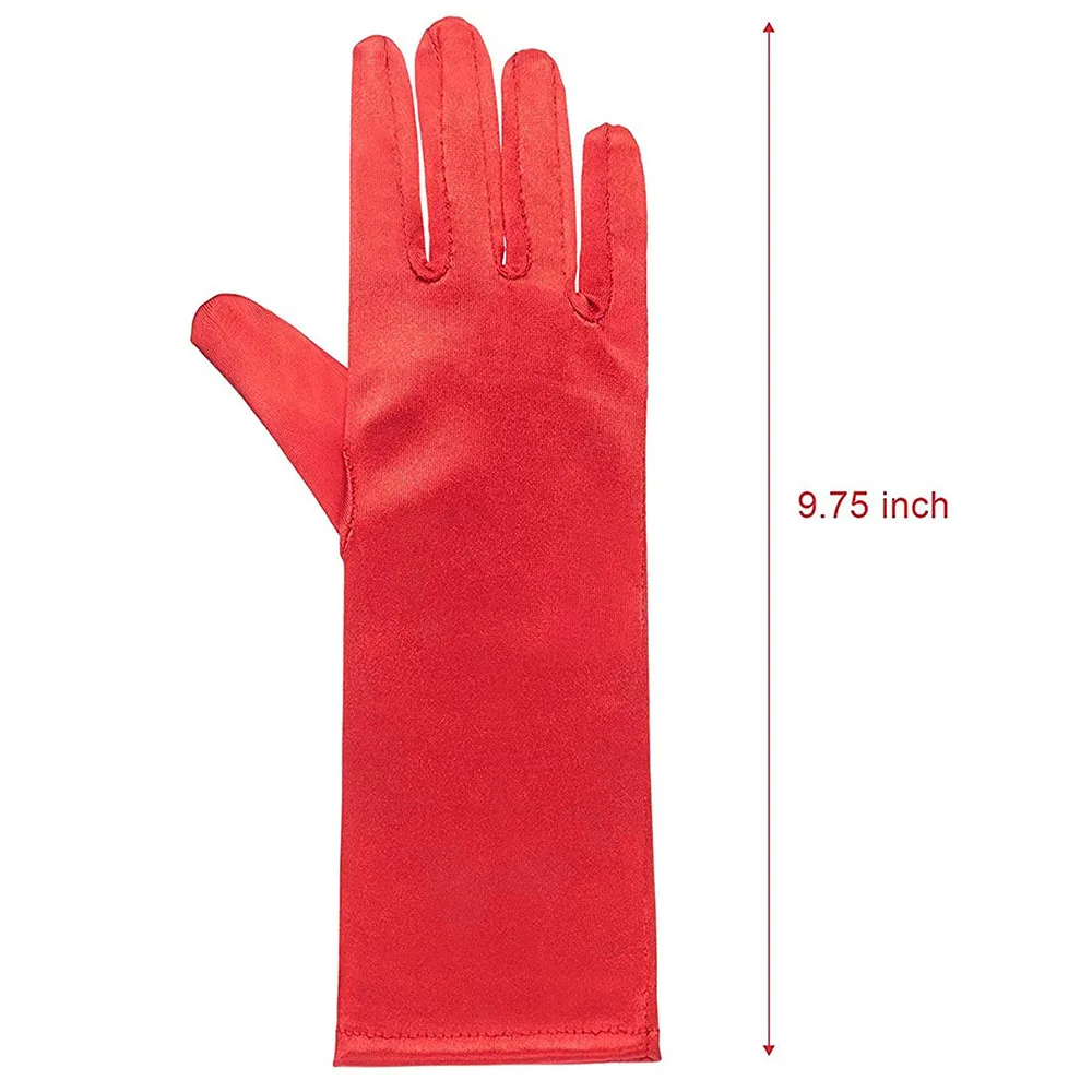 Guantes de satén para niñas de 3 a 10 años, guante de Reina de la nieve, disfraz de princesa para fiesta infantil, boda, desfile Formal, fiesta de cumpleaños - imagen 3