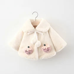 Abrigo de invierno con pelo para niñas recién nacidas