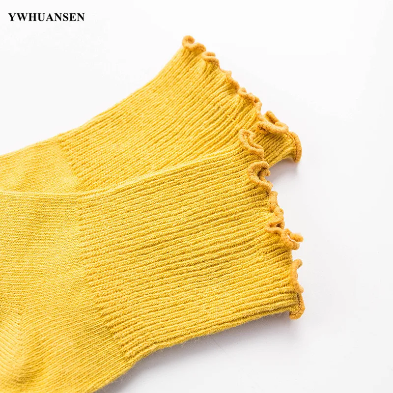 YWHUANSEN 1 a 8 años 10 colores primavera otoño calcetines para niños calcetines de algodón de color caramelo para niñas borde con volantes calcetines para niños pequeños - imagen 2