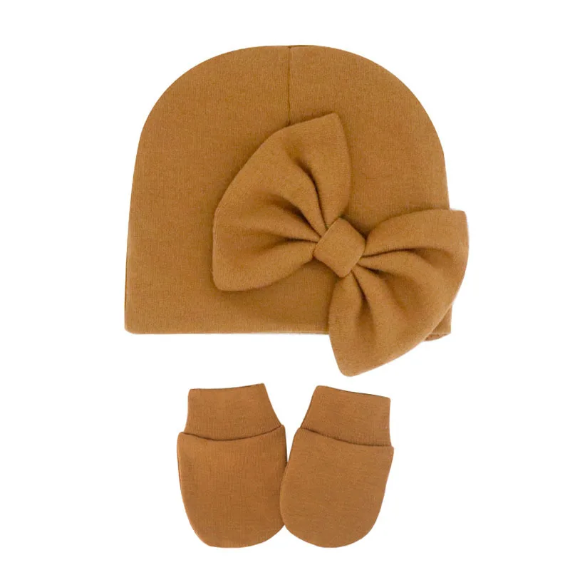 Gorro de algodón para recién nacido con guantes - imagen 3