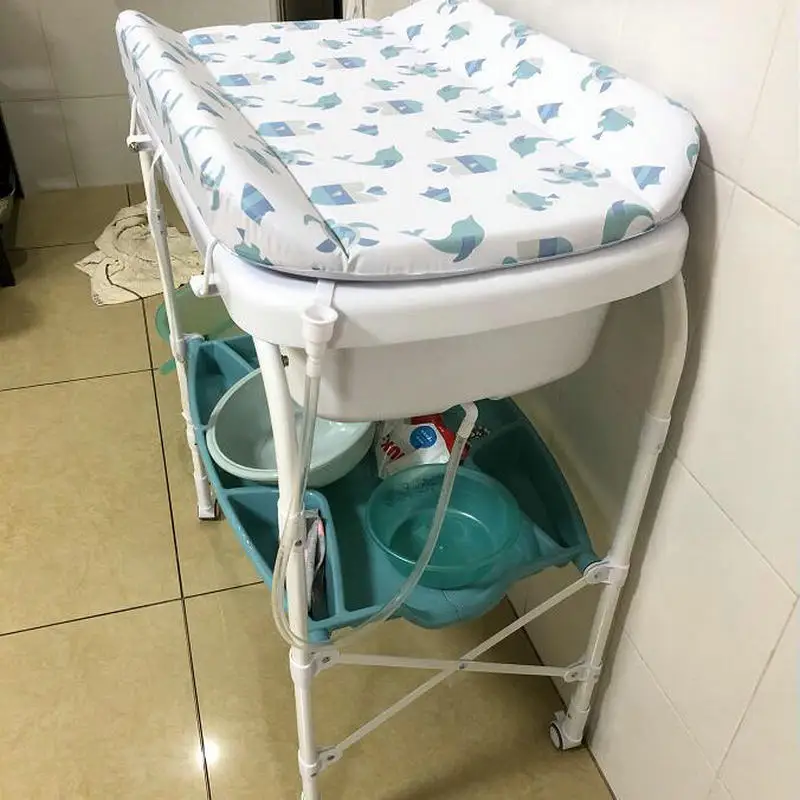 Cambiador de pañales 2 en 1 con ruedas y bañera - imagen 2