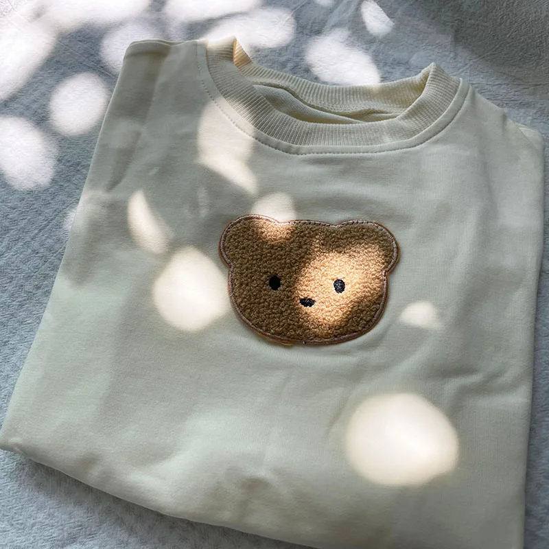 2025 sudadera de bebé de estilo japonés coreano lindo oso bordado cuello redondo otoño primavera ropa para niños pequeños 0-3 años - imagen 5
