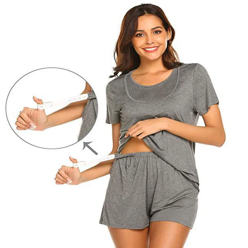Pijamas de maternidad sueltos de verano, ropa de dormir para amamantar, lactancia, ropa de casa, ropa de dormir de lactancia, conjunto de ropa informal para embarazo - imagen 5