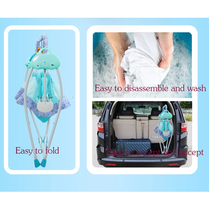 Mecedora oscilante inteligente para bebé, cuna eléctrica para recién nacido, mecedora para dormir con música, Moisés plegable, cuna para guardería - imagen 5