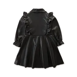 Tops bebé BC057 Chaqueta PU negra doble botonadura para niña