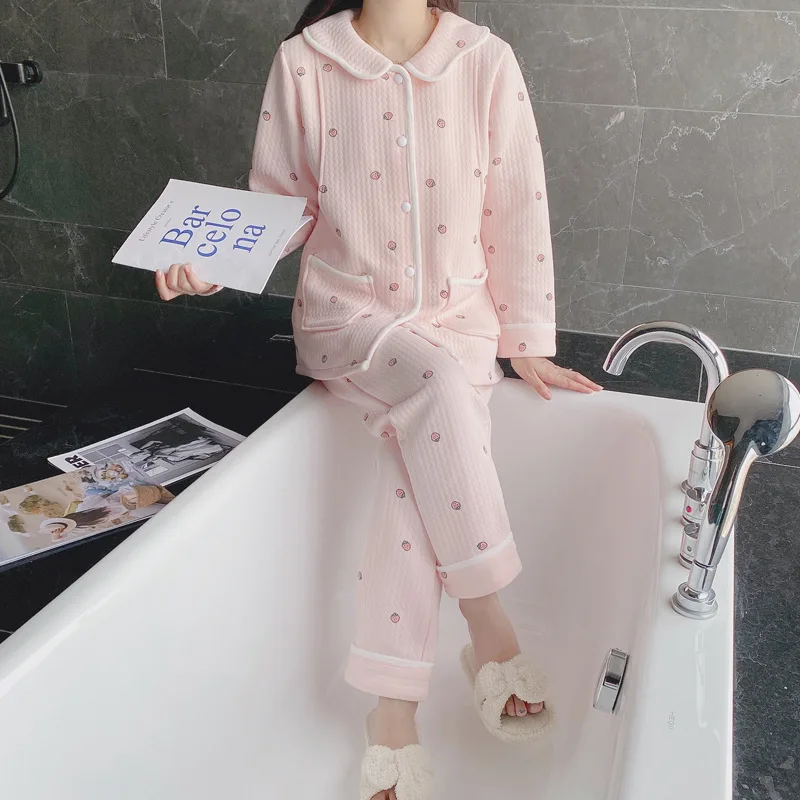 Pijama de lactancia en algodón acolchado cálido para otoño e invierno - imagen 5
