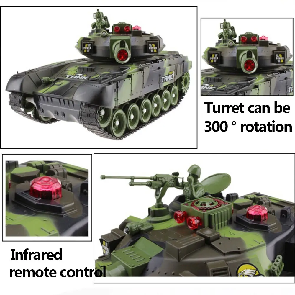 Tanque RC grande de 44/33cm, lanzamiento sobre orugas, modelo de camión militar con Control remoto, tanques de batalla de guerra para niños, regalos de navidad - imagen 3