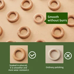 Mordedor de haya para bebé recién nacido y anillos de madera natural