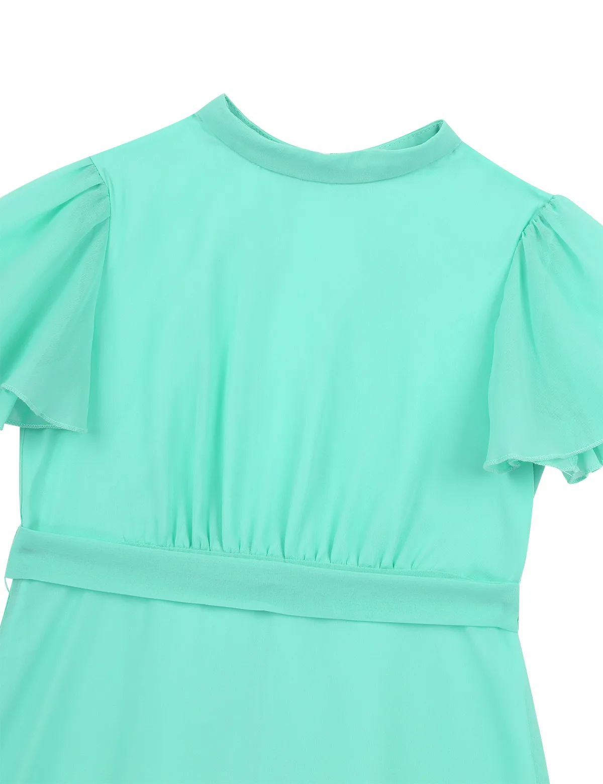 Vestido de gasa de manga corta con volantes y flores para niños y niñas, vestido de princesa transparente con abertura en la espalda, ropa de diario para fiesta de verano - imagen 4