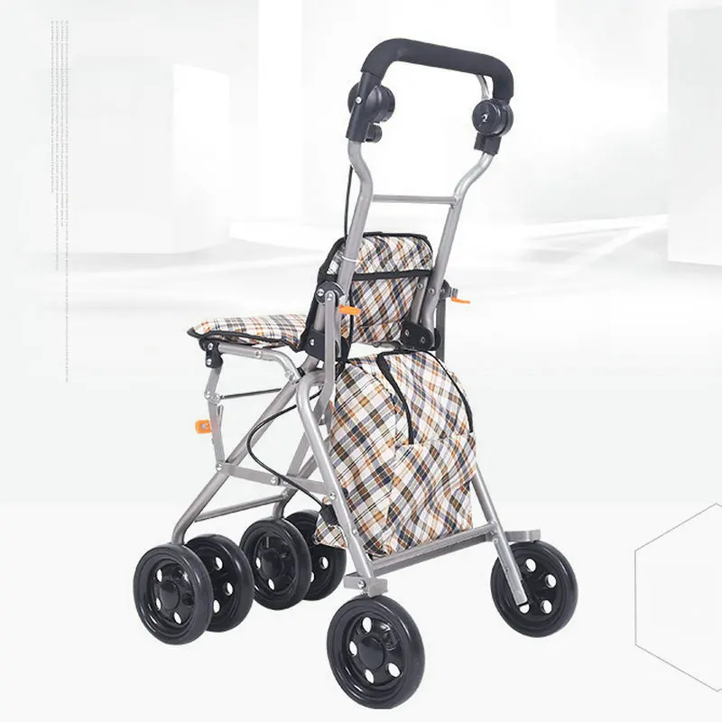 Carro plegable ligero portátil de los carritos de compras para personas mayores de 4KG, andador de ruedas para personas mayores - imagen 3
