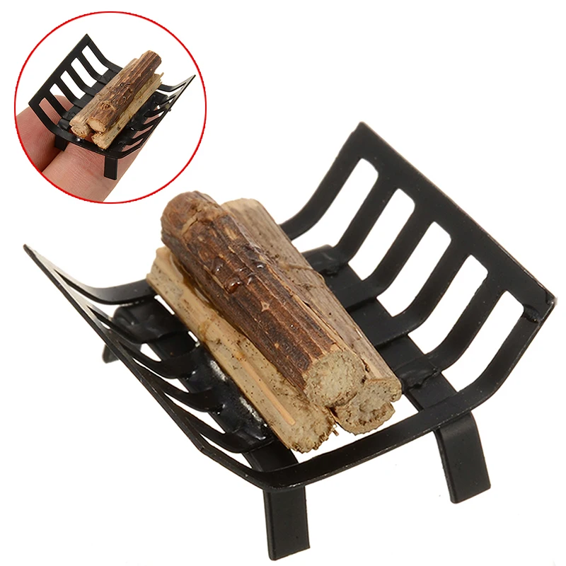 1pcs Miniature Metal Firewood Rack For 1:12 Dollhouse Furniture Garden Lawn Fireplace For Dollhouse Decoration
