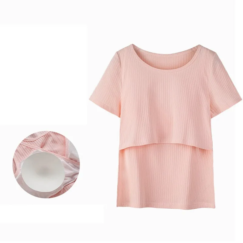 Ropa de maternidad de algodón, moda de primavera, Top de lactancia de manga larga a rayas, ropa de lactancia para mujeres embarazadas, camiseta